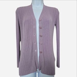 Vintage Y2K Express Tricot Purple Knit Sweater Button Cardigan Size XS
